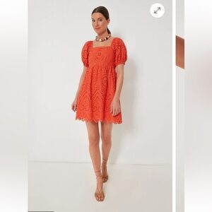NWT Tuckernuck Hyacinth House Orange Eyelet Crochet Clara Mini Dress Orange